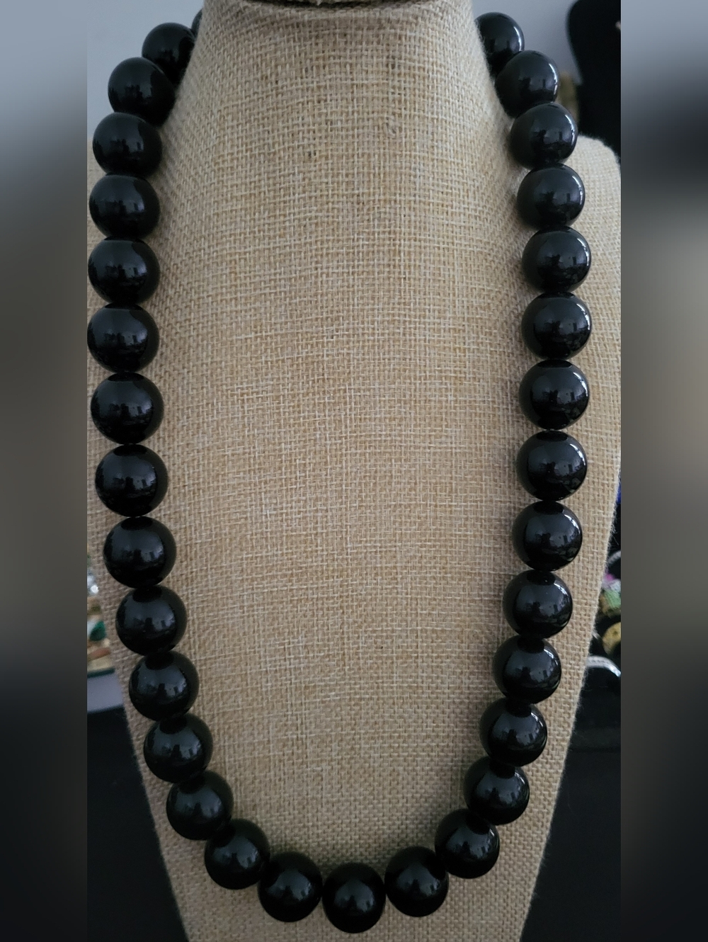 Vintage Black Beaded Necklace
